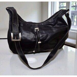 Vtg Etienne Aigner Soft Leather Crossbody Shoulder Bag Purse Black Logo Biker